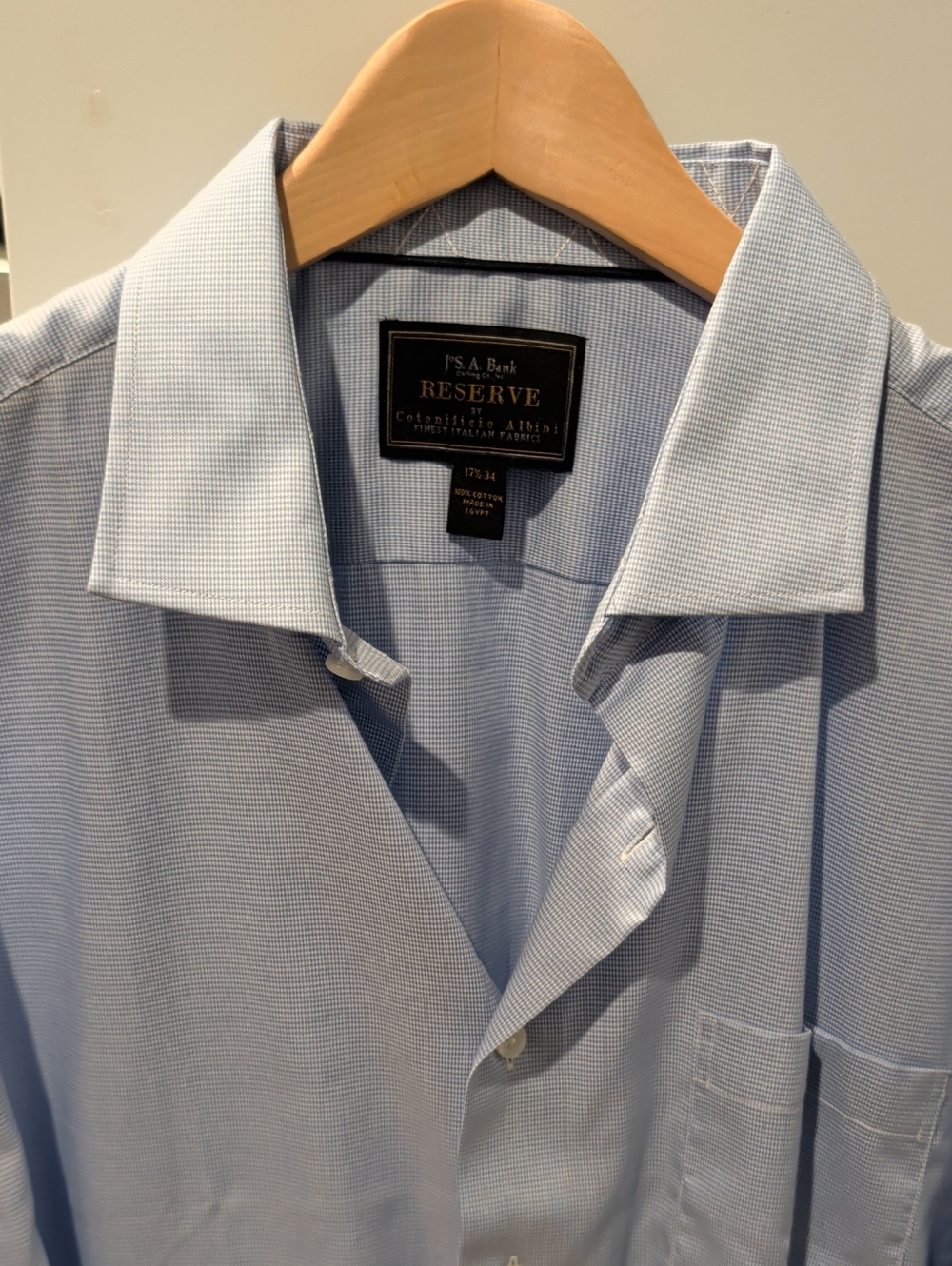 Jos. A. Bank Reserve Light Blue Micro-Check Dress Shirt